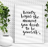 Coco Chanel quote Typography Poster Beauty Begins the Moment You Decide to Be Yourself Wall Decor Motivational Print Inspirational Poster Home Decor