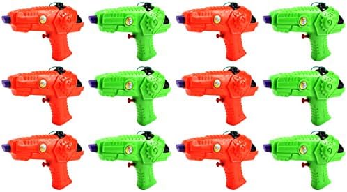 Set of 12 Mini Gear Blaster 7.5" Single Nozzle Water Gun, Super Blaster Soaker (Colors May Vary)