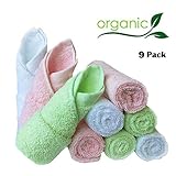 Baby Washcloths Natural Organic Bamboo Baby Face Towels - Reusable and Extra Soft Newborn Baby Bath Washcloths - Suitable for Sensitive Skin Baby Registry as Shower Gift Set (Colorful towels-9pack)