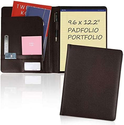 Report Pad Advanced Synthetic Leather Folder Handmade Pad Business Padfolio Notepad Portfolio 9.6 x 12.2 Size Memo Organizer Holder Simple Design Leather Binder Made in Korea(Dark Brown)