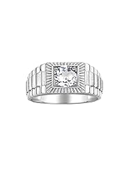 Rylos Men's Ring Sterling Silver Ring, 7MM Round