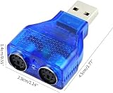 USB to PS/2 Adapter 2-Port Blue USB 2.0 3.0 1.1 Keyboard Mouse view 2