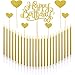 Norme Birthday Cake Candles Metallic Gold Tall Thin Candles Slow Burning Candles in Holder, Gold Glitter Cake Topper Set (24 Pieces Birthday Candles)