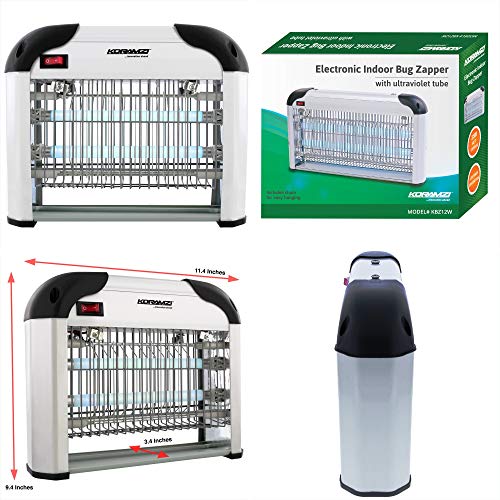 KORAMZI KBZ12W Electronic Indoor Bug Zapper , 12 Watts ( 2 X 6 watts) (Silver) - Refurbished
