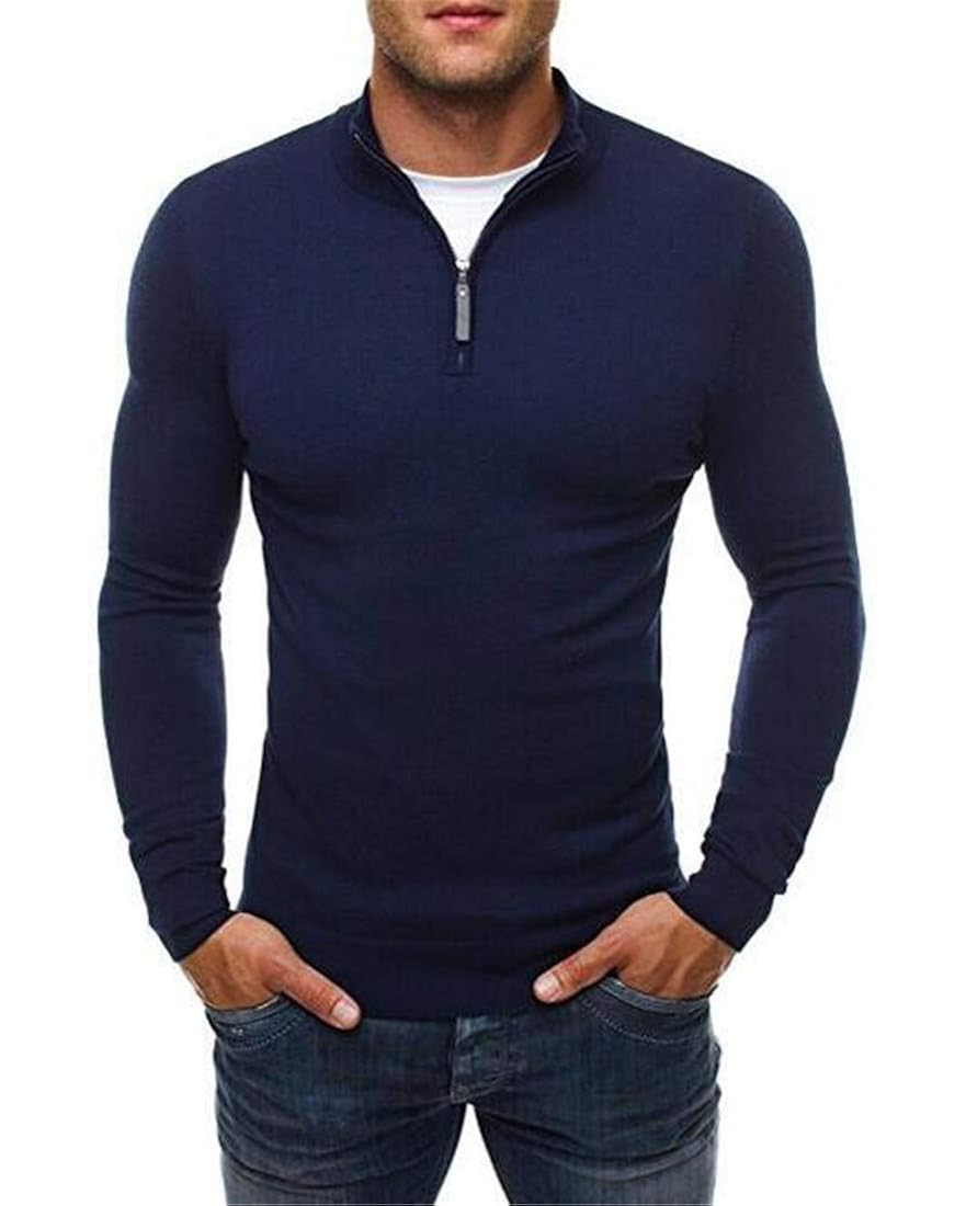 GRMO Men Slim Turtleneck Solid Color 