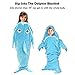 CHANOV Dolphin Blanket Kids Sleeping Bag, Cartoon Kids Blankets with Tails, Plush Super Comfy Flannel Tail Blanket With Free Drawstring Backpack, A Sweet Gift for Kids and Girlfriends(Blue)