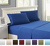 4 Piece: Hotel Luxury Bed Sheets Set,Lux Decor Sheet - Flat Sheet + Fitted Sheet + 2 Pillow Cases, Brushed Microfiber 1800 Bedding - Wrinkle, Fade, Stain Resistant - Hypoallergenic (Queen, Navy Blue)