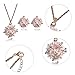 POKICH Women Rose Gold-Tone Pink Flower Stud Earring and Necklace Set Sweet Jewelry Set