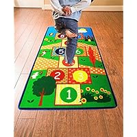 Hopscotch Play Carpet Game Rug Floor Mat Kid Area Rug for Playroom Bedroom Nursery Room Decor (28×55 in,Green)