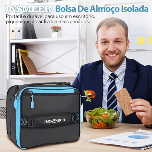 INSMEER Bolsa Termica Marmita Expansível (máx.32 Latas), Lancheira Termica Reutilizáveis para Adultos com Alça de Ombro e Alça, Bolsa Térmica Portatil para Trabalho, Passeio, Viagem