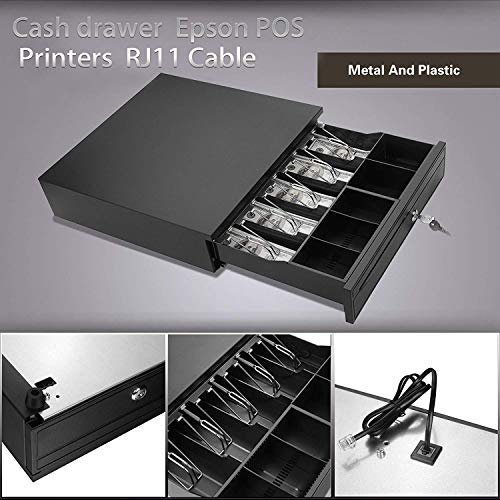 Nurxiovo Cash Register Drawer 16 Inch Money Box 5 Bill 5 Coin Money Tray Lock/POS Machine RJ11 RJ12 Interface/Open with Key,Steel Case Pairs - Thumbnail 6