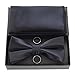 JEMYGINS Mens Black Bow Tie Pre-tied Silk Bowtie and Pocket Square Cufflink Set (1)