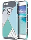 ULAK iPhone 6s Case, iPhone 6 Case, Colorful Series Slim Hybrid Dual Layer Scratch Resistant Hard Back Cover Shock Absorbent TPU Bumper Case for Apple iPhone 6/6s 4.7 inch(Mint Geometric Marble)