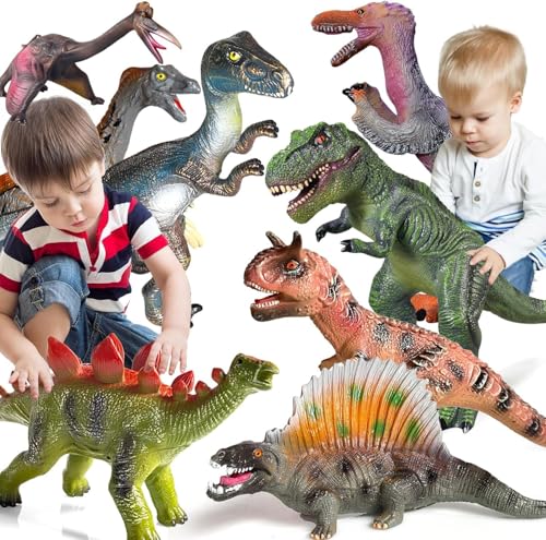 Gzsbaby 8 PCS Jumbo Dinosaur Toys for Kids Toddler 3-5 5-7 Years,Perfect Dinosaur Party Favors, Birthday Gifts
