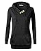 Othyroce Women's Long Sleeve Button V-Neck Pockets Sweatshirts Pullover Hoodies Charcoal Black M