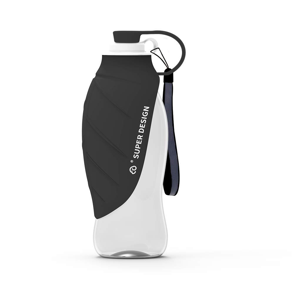 BePetMia Water Bottle Travel Portable for Dogs, Lid Can Be Used As Drinking Bowl, Dog Drinking Bottle In Silicone For Outdoor Use, 580 ml (Grey)