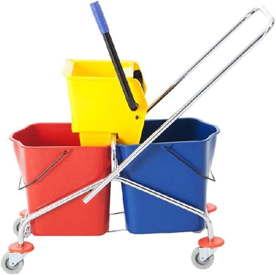 JJLL Commercial Double Mop Bucket Wringer Trolley