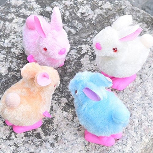 Leewa Gift ! Pluh Bunny Toys Infant Child Stuffed Toys Hopping Wind Up Collect Easter Gift (9x6x7CM, Rabbit Toy-Random Color)