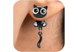 GOHERE Adorable Black Cat Earrings for Women Cute Cat Paw Stud Earrings Halloween Christmas Jewelry Gifts
