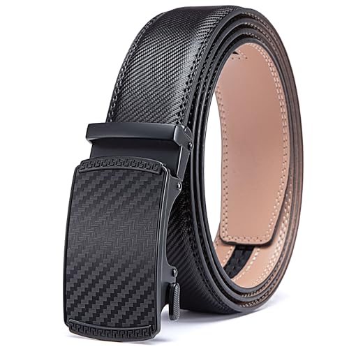 Acewin Ledergürtel Herren, Automatik Gürtel Herren, Arbeitsgürtel, Verstellbar, Breit 35Mm (01-Schwarz,135 Cm)