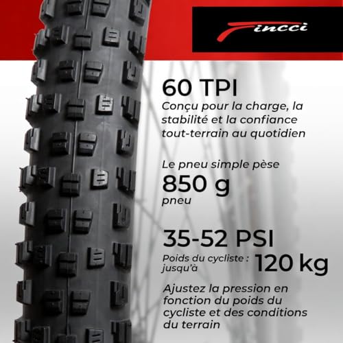 Fincci 29 Inch 29 x 2.25 Foldable Kevlar 60 TPI Puncture Protection LVL3 1mm ETRTO 52-622 Black MTB Tyres for XC, Mixed Trails and Heavy Duty – Pair of 2