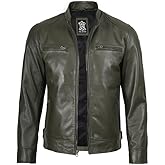 Decrum Mens Leather Jacket - Cafe Racer Style Real Lambskin Leather Jacket Men