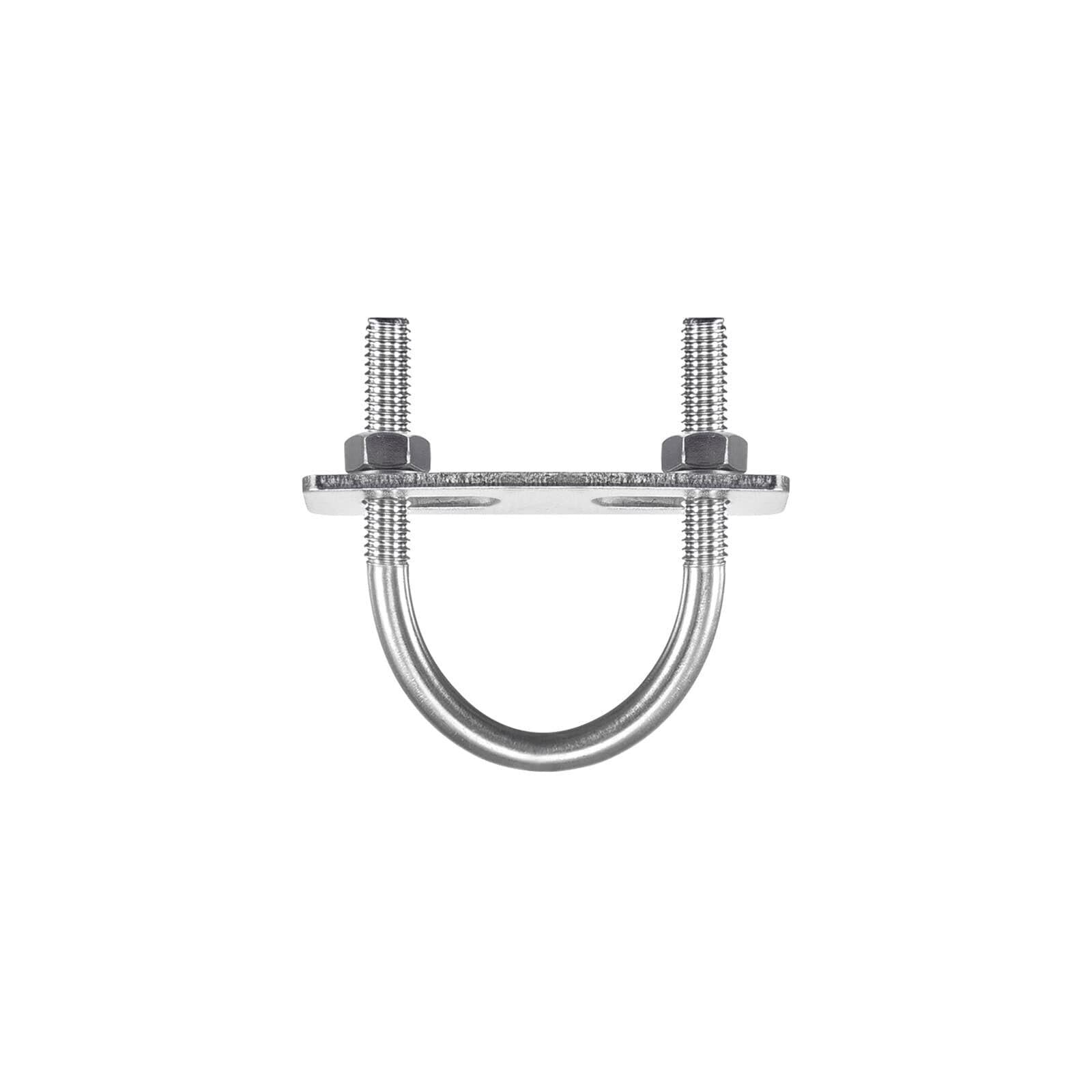 TOP-VIGOR 6 sets M8 Round U-Bolts, 38mm Inner Width 65mm Length 304 Stainless Steel U-Bolts with Nut, Plate for Building Installations Mechanical Parts Connection Cehicles Ships
