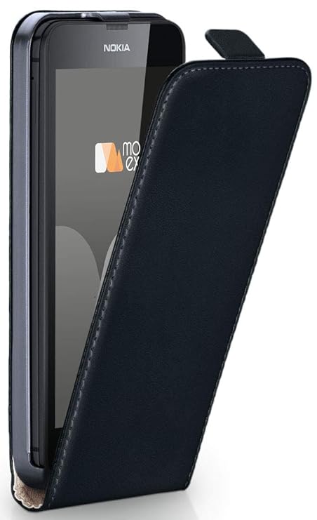 moex Nokia Lumia 630 | Hülle Schwarz 360° Klapp-Hülle Etui Thin Handytasche Dünn Handyhülle für Nokia Lumia 630/635 Dual SIM 