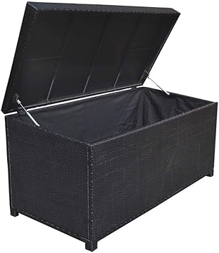 Jur_Global Style 2 - Caja de almacenamiento de mimbre para patio, color