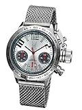 Konigswerk Mens Designer Watch Chronograph Big Face Silver Tone Mesh Bracelet AQ100121G