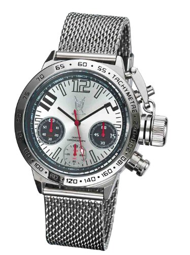 Konigswerk Mens Designer Watch Chronograph Big Face Silver Tone Mesh Bracelet AQ100121G