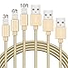 M-Better 3Pcs 3ft 6ft 10ft Nylon Braided Charging Cord, Charger Cable for iPhone 6S 6S Plus 6 SE 5S 5C 5 7 7 Plus iPad Air Mini iPod and More (Gold)