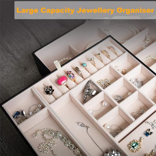 NUZEKY Jewelry Box Organizer for Women Girls, 2 Layer Jewelry Organizer