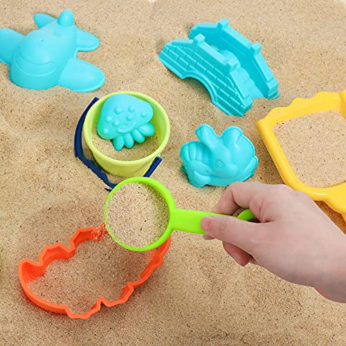 3 otters 29PCS Beach Toys, Colorful Sand Toy Set Kids Beach Toys Water Gun, Molds, Shovels, Buckets and Watering Can