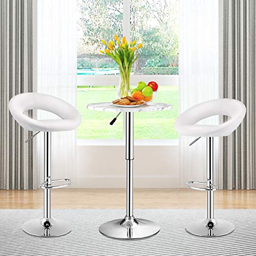COSTWAY Bar Stools, Set of 2 Modern Swivel Adjustable Barstool, PU