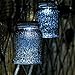 GIGALUMI Solar Powered Mercury Glass Mason Jar Lights, 2 Pack Hanging Solar Laterns Table Lights for Garden, Patio, Backyard.(Ideal Gift)