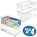 mDesign Deep Plastic Storage Organizer Container Bin, Office Organization for Filing Cabinet, Cupboard, Shelves, and Desk - Holds Notepads, Pens, Pencils, Highlighters, Ligne Collection, 4 Pack, Clear