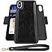 iPhone X Wallet Case, SHANSHUI Magnetic Detachable Leather Case with RFID Blocking Card Holders Compatible with Wrist Strap Packed Gift Box for iPhone 10/iPhone X(2017 Black)