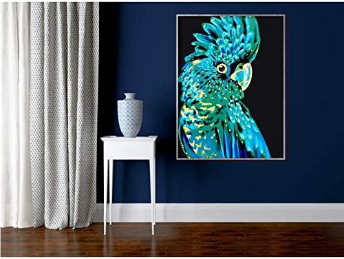 Wall Art Parrot Canvas Printing Bird Wall Art Navy Blue Cockatoo Animal Black and White Picture Poster Home Decor 50x70cm No Frame