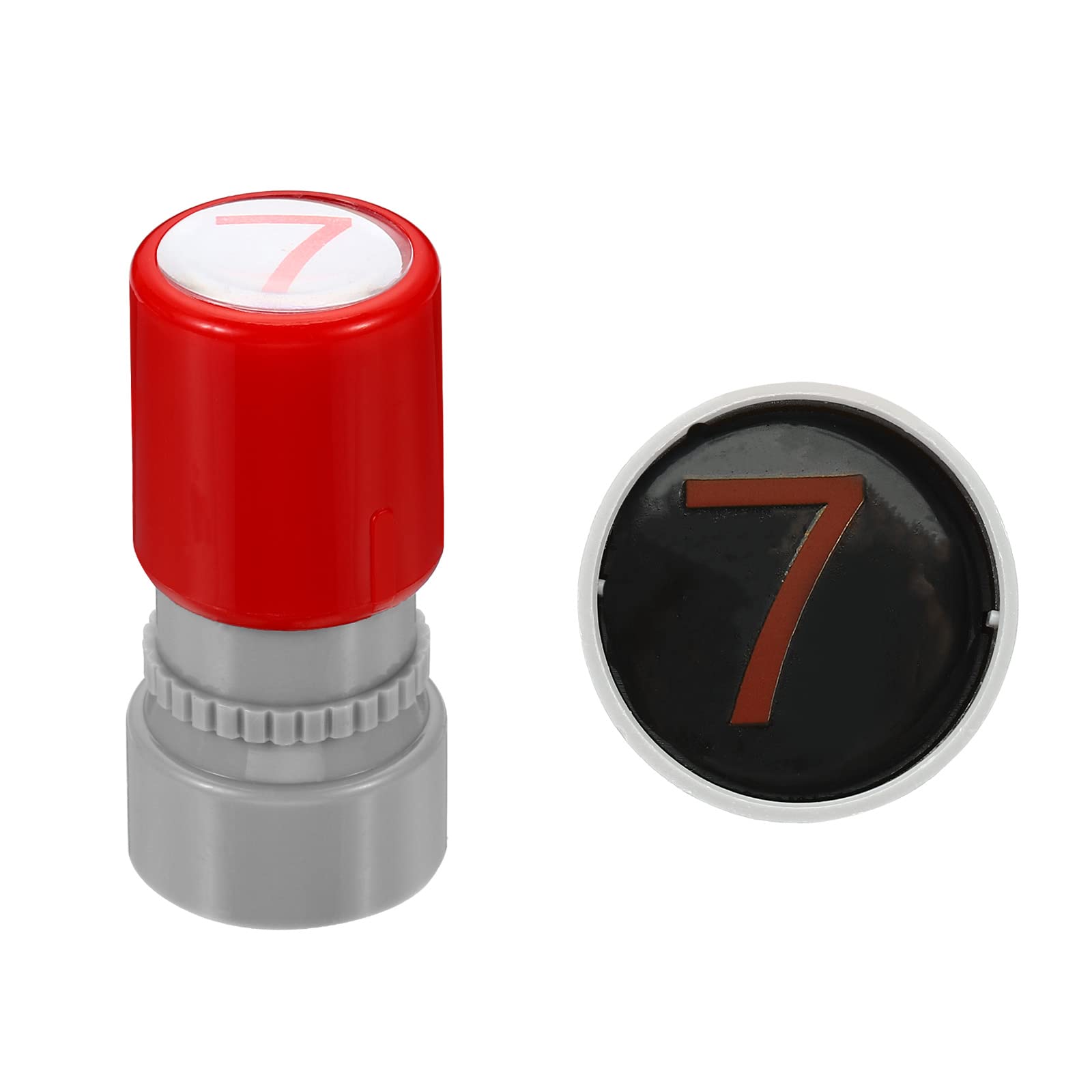 PATIKIL 16mm Number Stamps, Character Numeral 7 Plastic Ink Stamp Self Inking for Classroom Scrapbooking, Red