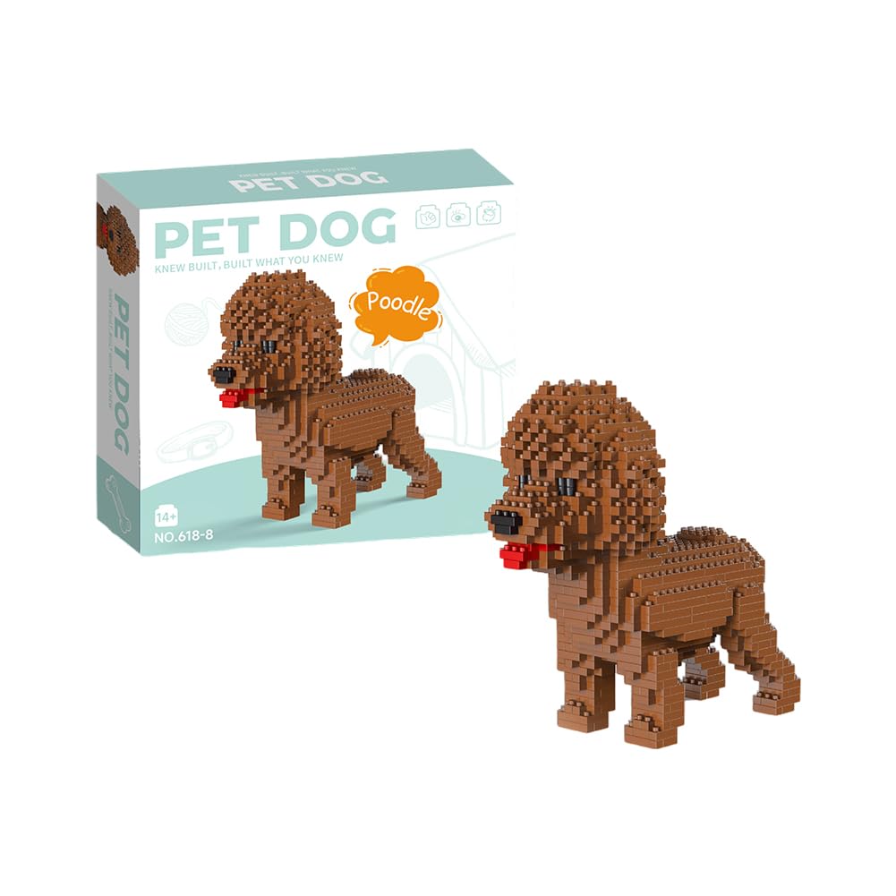 MGKEOUF Dog Building Blocks,Dog Adorable Building Block Set, Building Toys Gift For Adults,Ideal Toy For animal Lovers,Desktop Ornaments, Room Decoration (brown)