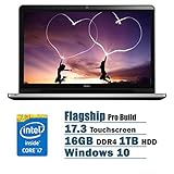 Dell Inspiron 17.3 inch Flagship Premium Full HD Laptop PC, Intel i7-6500U Dual-Core, 16GB DDR4, 1TB HDD, DVD RW, Backlit Keyboard, Touchscreen, Waves MaxxAudio Pro, Windows 10, Silver