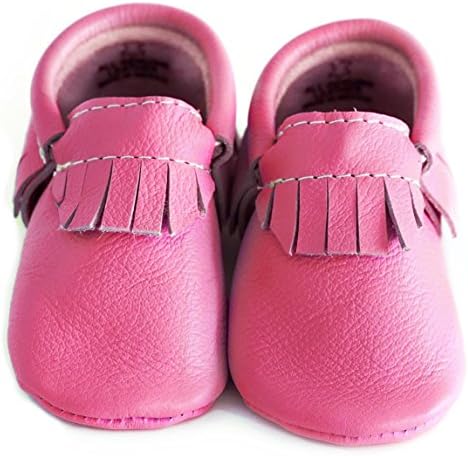 Baby Moccasins, The Coral Pear Classic Moccasin, Genuine Leather Shoes for Babies &amp; Toddlers, Hot Pink, Size 3.5M (Babies &amp; Toddlers)