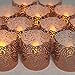 Votive Candle Holders - Flameless Tea Light Votive Wraps- 48 Copper Colored Laser Cut Decorative Wraps Flickering LED Battery Tealight Candles (not Included) - Frux Home and Yard