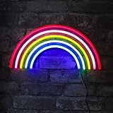 Isaac Jacobs 15†x 7.5†inch LED Neon ‘Multi-Colored Rainbow’ Wall Sign for Cool Light, Wall Art, Bedroom Decorations, Home Accessories, Party, and Holiday Décor: Powered by USB Wire (Rainbow)