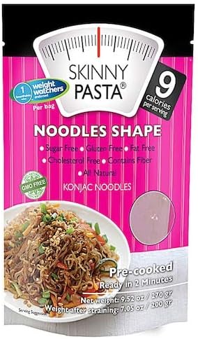 Skinny Pasta Konjac Noodles Shape Sugar Free Gluten Free Fat Free Cholesterol Free Contains Fiber All Natural 9.52 oz 1 pack