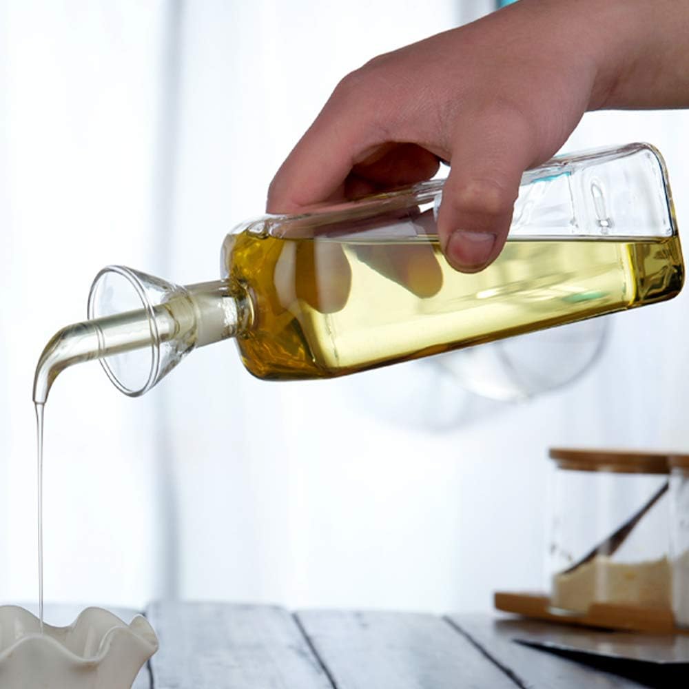 Lanhope Oil Bottle Glass Olive Oil Dispenser Bottle Glass Cooking Oil Vinegar Measuring