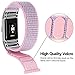 iGK Nylon Replacement Bands Compatible for Fitbit Charge 2, Premium Woven Nylon Adjustable Replacement Bands Breathable Sport Strap with Metal Connector Pink Small