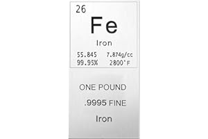 Jbnmvc Metal Bar 1lb Engraved. 999 Pure Bullion Bar Paper Weights Metal Bar Paperweight with Chemistry Elements (Iron)