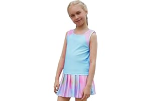 MODAFANS Girls Tennis Golf Dress Athletic Outfit Kids Tie dye Tank Top and Skorts Sets Sports Skirt with Shorts
